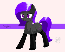 Size: 1929x1536 | Tagged: safe, artist:magicspark, oc, oc only, oc:medifire, pony, cel shading, clothes, female, gray, mare, purple, simple background, solo, stockings, thigh highs