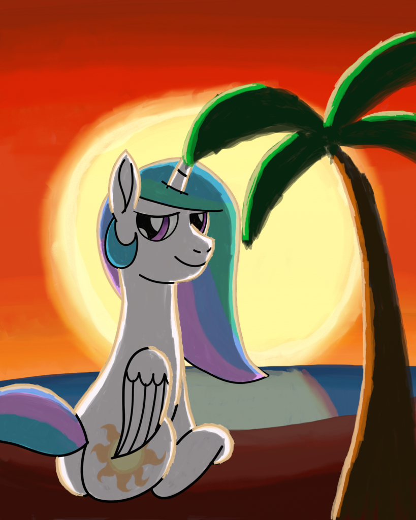 #1760937 - safe, artist:saburodaimando, princess celestia, beach, butt