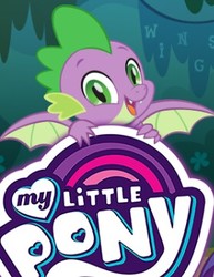 Size: 278x361 | Tagged: safe, gameloft, spike, dragon, g4, cute, male, meme, my little pony logo, solo, text, winged spike, wings