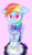 Size: 1377x2365 | Tagged: safe, artist:yunyeyoung, rainbow dash, pegasus, pony, g4, bipedal, blushing, bow, clothes, cute, dashabetes, female, floppy ears, maid, mare, no pupils, pink background, rainbow dash always dresses in style, rainbow maid, simple background, solo