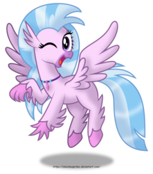 Size: 1600x1807 | Tagged: safe, artist:aleximusprime, silverstream, classical hippogriff, hippogriff, g4, school daze, season 8, female, one eye closed, open mouth, simple background, solo, transparent background, wink