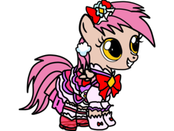 Size: 4096x3072 | Tagged: safe, artist:omegaridersangou, patch (g1), pegasus, pony, g1, g4, my little pony tales, clothes, cosplay, costume, cure ma chérie, female, g1 to g4, generation leap, hugtto precure, precure, pretty cure, simple background, solo, white background, wings