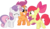 Size: 10921x6400 | Tagged: safe, artist:parclytaxel, apple bloom, scootaloo, sweetie belle, earth pony, pegasus, pony, unicorn, crusaders of the lost mark, g4, .svg available, absurd resolution, cutie mark, cutie mark crusaders, female, filly, raised hoof, simple background, smiling, the cmc's cutie marks, transparent background, vector