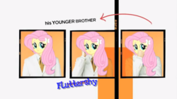 Size: 1356x764 | Tagged: safe, artist:jakewhyman, fluttershy, equestria girls, g4, alternate universe, day of the flutter, eqg promo pose set, equestria girls: the parody series, hilarious in hindsight, multeity, triality, trio