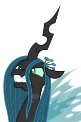 Size: 3518x5281 | Tagged: safe, artist:koolfrood, queen chrysalis, changeling, changeling queen, g4, the mean 6, .ai available, absurd resolution, bust, crown, fangs, female, jewelry, portrait, regalia, simple background, solo, transparent background, vector