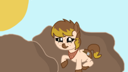 Size: 1920x1080 | Tagged: safe, artist:cherry1cupcake, oc, oc only, oc:muddy britches, pony, dirt, freckles, handkerchief, happy, solo