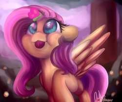 Size: 1280x1069 | Tagged: safe, artist:paintcoloryt, fluttershy, butterfly, pegasus, pony, g4, cute, female, hnnng, mare, raised hoof, shyabetes, signature, solo, tongue out