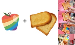 Size: 3996x2388 | Tagged: safe, apple, bread, cheese, food, grilled cheese, hand, high res, irl, no pony, photo, rainbow, sandwich, toast, zap apple