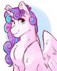 Size: 1600x2000 | Tagged: safe, artist:canisrettmajoris, princess flurry heart, alicorn, pony, g4, bust, chest fluff, female, looking at you, mare, older, older flurry heart, portrait, smiling, solo