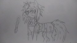 Size: 1040x585 | Tagged: safe, artist:derpanater, oc, oc only, oc:piper, pony, fallout equestria, raider, solo, traditional art