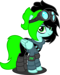 Size: 1280x1595 | Tagged: safe, artist:buckeyescozycafe, oc, oc only, oc:madison, pegasus, pony, clothes, eyestrain warning, female, goggles, mare, needs more saturation, simple background, solo, transparent background