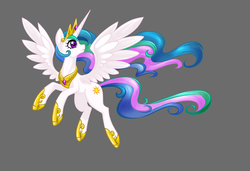 Size: 1500x1024 | Tagged: safe, artist:alpaca-pharaoh, princess celestia, alicorn, pony, g4, crown, cute, cutelestia, female, gray background, jewelry, mare, regalia, simple background, solo