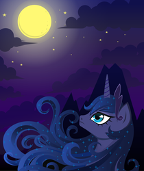 Size: 1417x1690 | Tagged: safe, artist:alpaca-pharaoh, princess luna, alicorn, pony, g4, crown, female, jewelry, mare, moon, regalia, solo