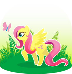 Size: 1061x1088 | Tagged: safe, artist:alpaca-pharaoh, fluttershy, butterfly, pegasus, pony, g4, female, mare, simple background, solo, transparent background