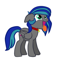 Size: 1005x1050 | Tagged: safe, oc, oc only, oc:summer breeze, oc:summer breeze (pegasus), pony, base used, behaving like a dog, collar, pet play, pet tag, simple background, solo, tongue out, transparent background