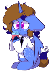 Size: 1200x1600 | Tagged: safe, artist:naty7913, oc, oc only, oc:jaxe, alicorn, pony, clothes, female, mare, necktie, shirt, simple background, sitting, smoothie, solo, transparent background
