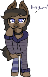 Size: 412x661 | Tagged: safe, artist:nootaz, oc, oc only, oc:hoodie stripe, pony, blushing, choker, clothes, female, heart eyes, hoodie, leg warmers, mare, simple background, solo, transparent background, wingding eyes