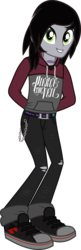 Size: 640x1978 | Tagged: safe, artist:lightningbolt, derpibooru exclusive, equestria girls, g4, .svg available, belt, chains, clothes, disguise, disguised siren, equestria girls-ified, grin, hair over one eye, hands behind back, hoodie, jeans, jewelry, kellin quinn, looking at you, male, necklace, open mouth, pants, pierce the veil, ripped jeans, shirt, shoes, show accurate, simple background, sleeping with sirens, smiling, sneakers, solo, svg, tongue out, transparent background, undershirt, vector