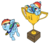 Size: 2357x2013 | Tagged: safe, artist:chub-wub, rainbow dash, pegasus, pony, g4, :p, cup, cup of pony, cute, dashabetes, female, filly, filly rainbow dash, high res, looking at you, looking back, mare, medal, micro, silly, simple background, solo, tongue out, transparent background, trophy, trotting, younger