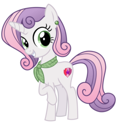 Size: 3000x3200 | Tagged: safe, artist:cheezedoodle96, sweetie belle, pony, unicorn, g4, .svg available, adolescence, alternate hairstyle, braces, clothes, ear piercing, earring, female, filly, gradient hair, headcanon, high res, jewelry, looking at you, older sweetie belle, piercing, raised hoof, scarf, simple background, smiling, solo, svg, teenage sweetie belle, teenager, transparent background, vector