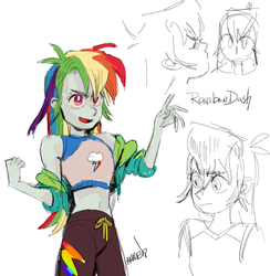 Size: 1917x1962 | Tagged: safe, artist:nounoo, rainbow dash, equestria girls, g4, my little pony equestria girls: better together, belly button, clothes, female, midriff, solo