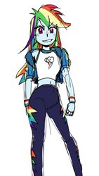 Size: 1224x2176 | Tagged: safe, artist:nounoo, rainbow dash, equestria girls, equestria girls series, g4, belly button, female, looking at you, midriff, simple background, solo, white background