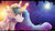 Size: 1024x576 | Tagged: safe, artist:cloud-drawings, princess celestia, alicorn, pony, g4, crown, female, glowing horn, horn, magic, mare, mare in the moon, moon, redraw, regalia, solo, sun