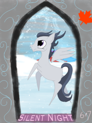 Size: 1536x2048 | Tagged: source needed, safe, artist:sixes&sevens, derpibooru exclusive, rumble, windigo, fanfic:silent night, g4, circus tent, fanfic, fanfic art, fanfic cover, ice, male, maple leaf, snow, solo