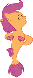 Size: 6400x14845 | Tagged: safe, artist:parclytaxel, scootaloo, pony, seapony (g4), g4, surf and/or turf, .svg available, absurd resolution, eyes closed, female, filly, jumping, leaping, seaponified, seapony scootaloo, simple background, smiling, solo, species swap, spinning, transparent background, vector, your heart is in two places