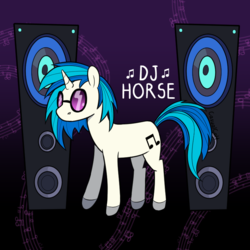 Size: 800x800 | Tagged: safe, artist:casualcolt, dj pon-3, vinyl scratch, pony, unicorn, g4, colored hooves, female, glasses, mare, music notes, solo, speaker