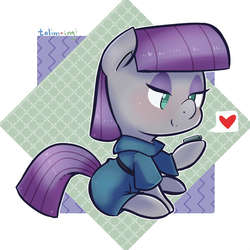 Size: 900x900 | Tagged: safe, artist:talimingi, boulder (g4), maud pie, g4, clothes, cute, heart, maudabetes, smiling