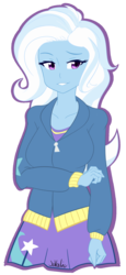 Size: 900x1950 | Tagged: safe, artist:jovalic, trixie, equestria girls, g4, clothes, cute, female, hoodie, moe, simple background, skirt, smiling, solo, sweater, transparent background