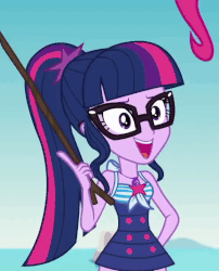 Size: 580x718 | Tagged: safe, screencap, sci-twi, twilight sparkle, equestria girls, friendship math, g4, my little pony equestria girls: better together, animated, clothes, cropped, cute, female, geode of telekinesis, gif, magical geodes, solo, swimsuit, twiabetes