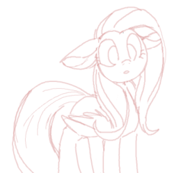 Size: 305x304 | Tagged: safe, artist:yoditax, fluttershy, pegasus, pony, g4, female, mare, monochrome, sketch, solo