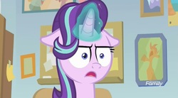 Size: 1656x917 | Tagged: safe, screencap, starlight glimmer, pony, unicorn, g4, marks for effort, faic, female, floppy ears, frown, glare, glowing horn, horn, i mean i see, mare, open mouth, solo, wide eyes