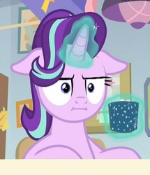Size: 412x478 | Tagged: safe, screencap, starlight glimmer, pony, unicorn, g4, marks for effort, :i, chocolate, cropped, empathy cocoa, faic, female, floppy ears, food, glowing horn, horn, hot chocolate, i mean i see, magic, mare, marshmallow, solo, telekinesis, unamused