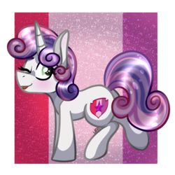 Size: 1000x1000 | Tagged: safe, artist:vale-bandicoot96, sweetie belle, pony, unicorn, g4, female, filly, smiling, solo