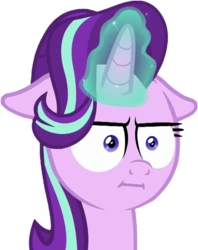 Size: 570x719 | Tagged: safe, starlight glimmer, pony, unicorn, g4, marks for effort, :i, background removed, faic, female, floppy ears, glowing horn, horn, i mean i see, magic, mare, simple background, solo, telekinesis, transparent background, unamused
