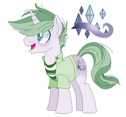 Size: 490x457 | Tagged: safe, artist:spirturiel, oc, oc only, oc:half-diamond, dracony, hybrid, pony, unicorn, clothes, colored pupils, interspecies offspring, jacket, male, offspring, parent:rarity, parent:spike, parents:sparity, shirt, simple background, solo, stallion, white background