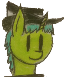 Size: 1384x1572 | Tagged: safe, artist:antique1899, oc, oc only, oc:live "derp" bait, pony, fallout equestria, bust, fallout, hat, request, simple background, solo, traditional art, transparent background