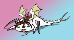 Size: 560x305 | Tagged: safe, artist:sunny way, oc, oc only, oc:sunny way, rcf community, animated, chibi, cute, fangs, flapping, flat colors, gif, solo, tongue out, tyranids, warhammer (game), warhammer 40k, wings