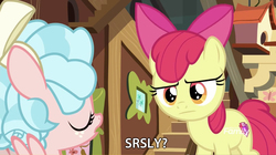Size: 2880x1610 | Tagged: safe, edit, edited screencap, screencap, apple bloom, cozy glow, earth pony, pony, g4, marks for effort, duo, female, filly, fluttershy's cottage (interior), meme, seriously