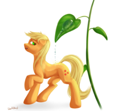 Size: 3129x2783 | Tagged: safe, artist:1deathpony1, applejack, earth pony, pony, g4, appletini, droplet, female, high res, leaf, mare, micro, missing accessory, simple background, solo, transparent background, water droplet