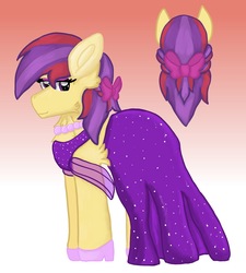 Size: 1325x1473 | Tagged: safe, artist:annabear1211, oc, oc only, oc:pippin rose, earth pony, pony, kindverse, clothes, dress, offspring, parent:apple bloom, parent:tender taps, parents:tenderbloom, solo