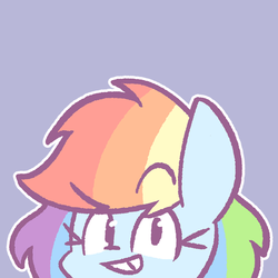 Size: 755x755 | Tagged: safe, artist:typhwosion, rainbow dash, pony, g4, :p, chibi, female, looking at you, mare, silly, tongue out
