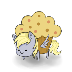 Size: 1000x1000 | Tagged: safe, artist:dandelioncharm, derpy hooves, pegasus, pony, g4, cute, derpabetes, female, food, mare, muffin, simple background, solo, white background