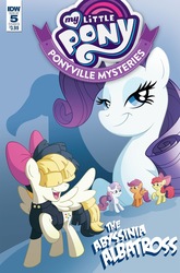 Size: 1054x1600 | Tagged: safe, artist:philip murphy, idw, apple bloom, rarity, scootaloo, songbird serenade, sweetie belle, g4, my little pony: the movie, ponyville mysteries, spoiler:comic, spoiler:comicponyvillemysteries5, abyssinia albatross, cover, cutie mark crusaders, the maltese falcon