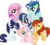 Size: 423x377 | Tagged: safe, artist:cookie-dolls, oc, oc only, oc:apple butter, oc:aurora frost, oc:candyfloss, oc:glimmer, oc:rosebud, oc:typhoon, earth pony, pegasus, pony, unicorn, g4, alternate mane six, base used, blank flank, bow, female, filly, foal, freckles, group, hair bow, hair over one eye, magical lesbian spawn, mane six opening poses, next generation, offspring, parent:applejack, parent:big macintosh, parent:caramel, parent:fancypants, parent:fluttershy, parent:pinkie pie, parent:pokey pierce, parent:rainbow dash, parent:rarity, parent:soarin', parent:trixie, parent:twilight sparkle, parents:carajack, parents:fluttermac, parents:pokeypie, parents:raripants, parents:soarindash, parents:twixie, simple background, transparent background