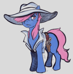 Size: 2884x2919 | Tagged: safe, artist:radicalweegee, derpibooru exclusive, oc, oc:bubblegun, cowboy hat, gun, hat, high res, male, stallion, weapon