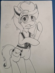 Size: 2976x3968 | Tagged: safe, artist:lunem0on, oc, oc only, pony, hard hat, high res, solo, traditional art